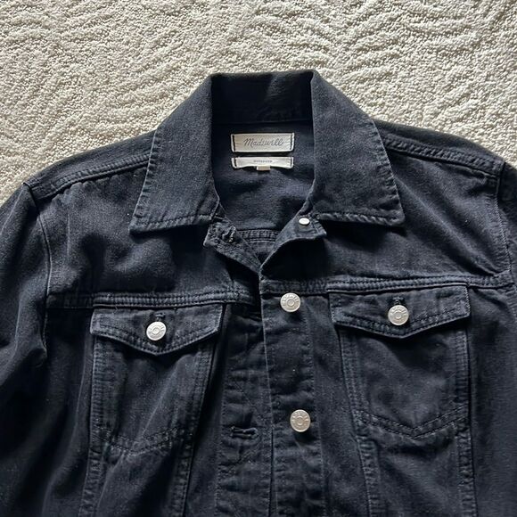 Madewell The Oversized Trucker Jean Jacket in Washed Black XXS - Picture 10 of 17